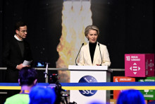 &lt;p&gt;European Commission President Ursula von der Leyen and Sweden&amp;#39;s Prime Minister Ulf Kristersson attend the inauguration of Esrange&amp;#39;s new satellite launch ramp, Spaceport Esrange outside Kiruna, Sweden, January 13, 2023. TT News Agency/Jonas Ekstromer/via REUTERS ATTENTION EDITORS - THIS IMAGE WAS PROVIDED BY A THIRD PARTY. SWEDEN OUT. NO COMMERCIAL OR EDITORIAL SALES IN SWEDEN.&lt;/p&gt;
