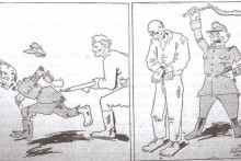 &lt;p&gt;Дводјелна карикатура из ”Борбе”, 31.05.1945. (ФОТО: ИЗ КЊИГЕ П. ДРАГИШИЋА)&lt;/p&gt;